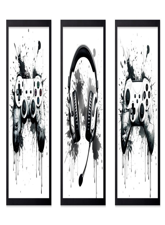 Poster Master مجموعة ملصقات ألعاب فيديو من ثلاث قطع - ملصق ألعاب - فن لمحبي الألعاب - تصميم عصري بالأبيض والأسود - ديكور بسيط لغرفة الألعاب أو غرفة المراهقين - لوحة جدارية بدون إطار مقاس 8×10 بوصة - Image 1